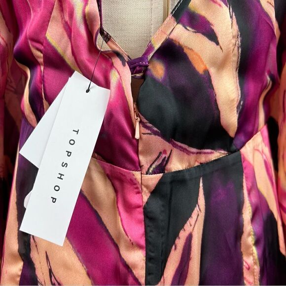 NEW with Tags Topshop Cowl Neck Flute Sleeve Abstract Animal Print Mini Dress 8 - Picture 16 of 16